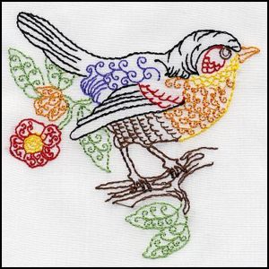 Machine Embroidery Bird 03